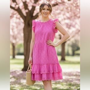 Matilda Jane Pink Eyelet Ruffle Dress